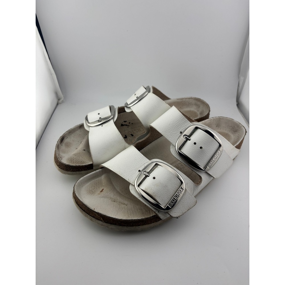 Birkenstock Arizona Big Buckle White Leather Sandals Womens Size 41 EU 10 US
